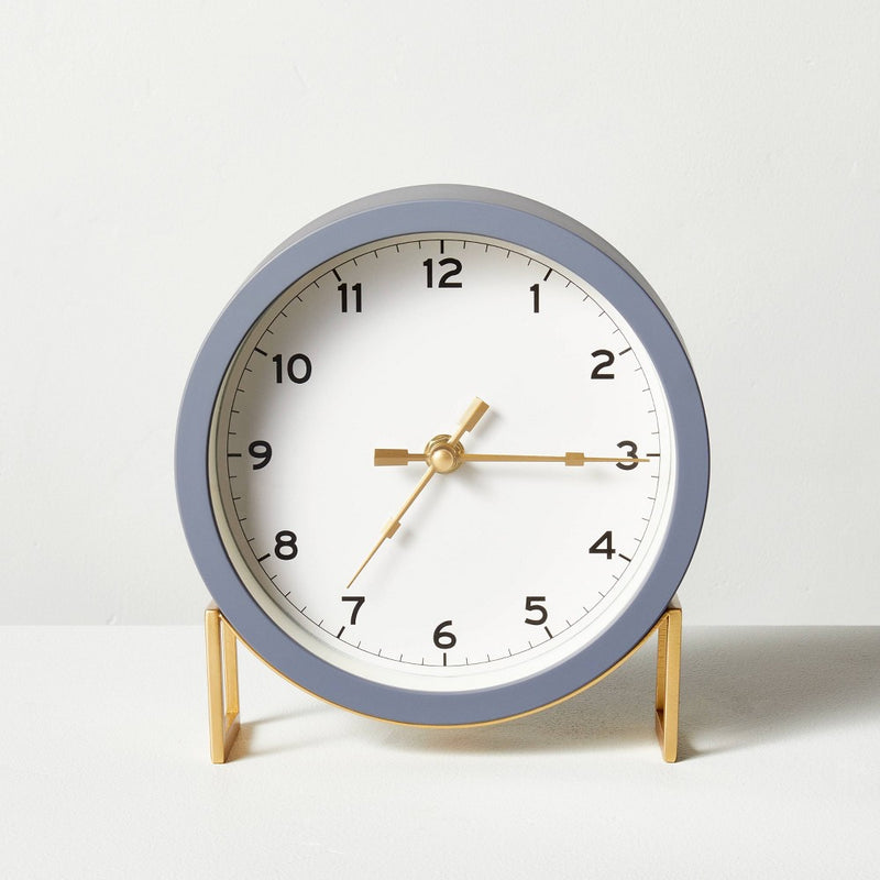 Round Decorative Tabletop Clock - Gray/Brass - Hearth & Hand with Magnolia