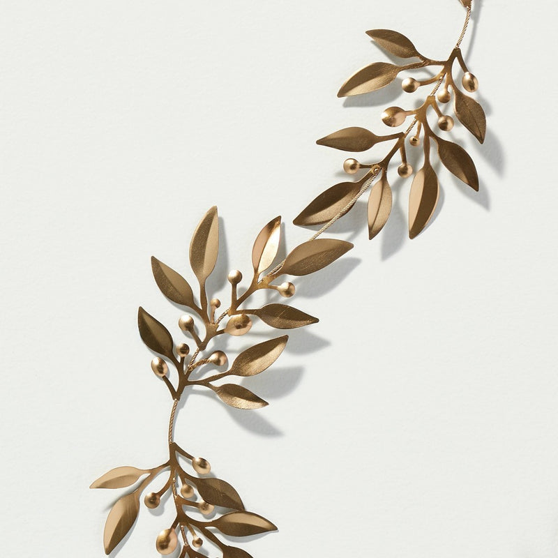 5' Decorative Metal Leaf Christmas Garland Antique Brass - Hearth & Hand with Magnolia