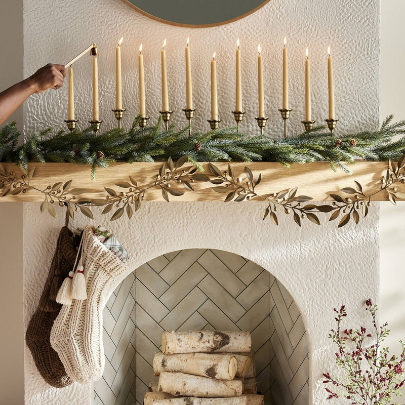 5' Decorative Metal Leaf Christmas Garland Antique Brass - Hearth & Hand with Magnolia