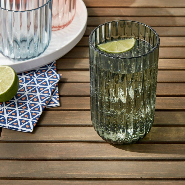16oz Plastic Ribbed Tall Tumbler Green - Threshold