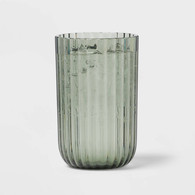 16oz Plastic Ribbed Tall Tumbler Green - Threshold