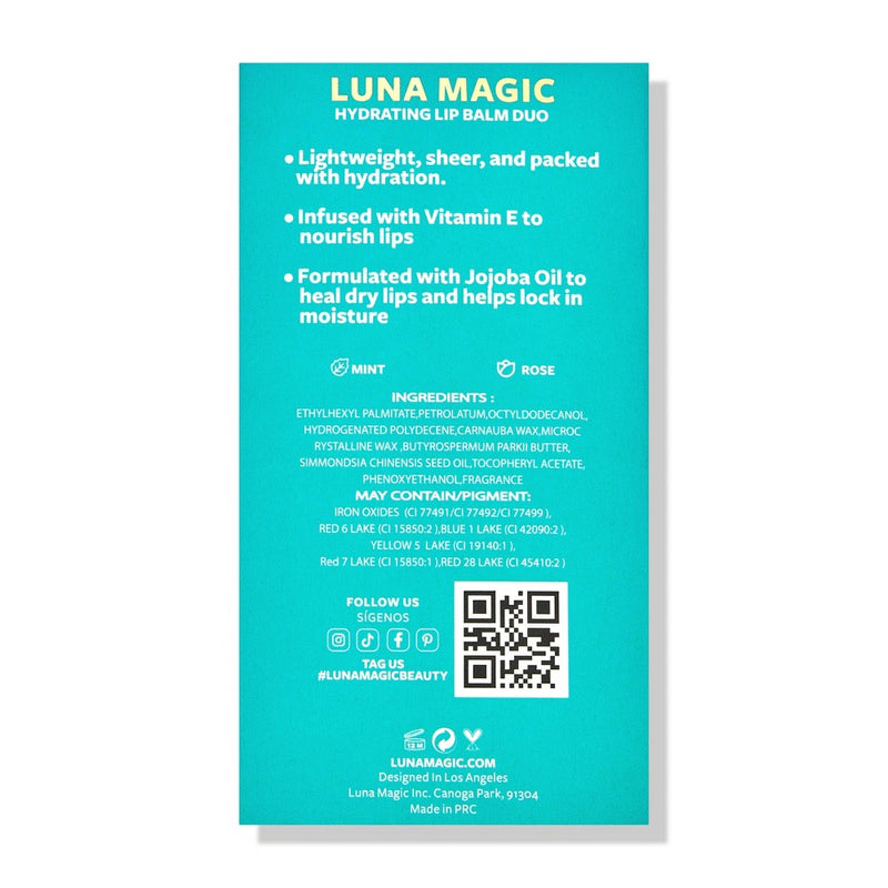 LUNA MAGIC Lip Balm Duo - Mint/Rose - 1oz/2pk