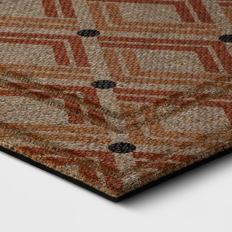 1'6"x2'6" 'Welcome' Double Diamond Mat Tan - Apache Mills (LOCAL PICKUP ONLY)