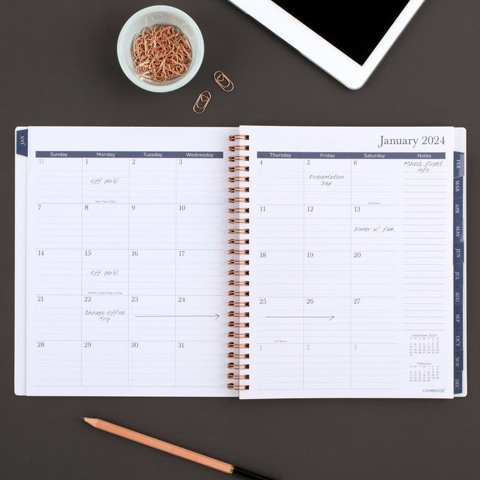 Cambridge 2024 Planner 8.875"x7.875" Weekly/Monthly Rose Gold