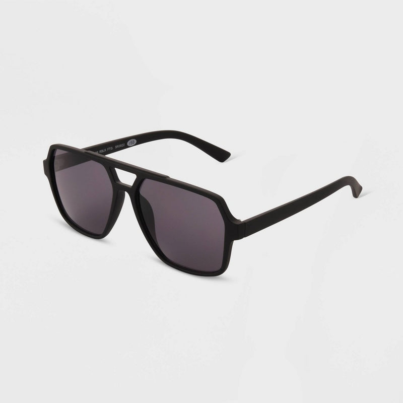 Men's Rubberized Plastic Aviator Sunglasses - Original Use Black