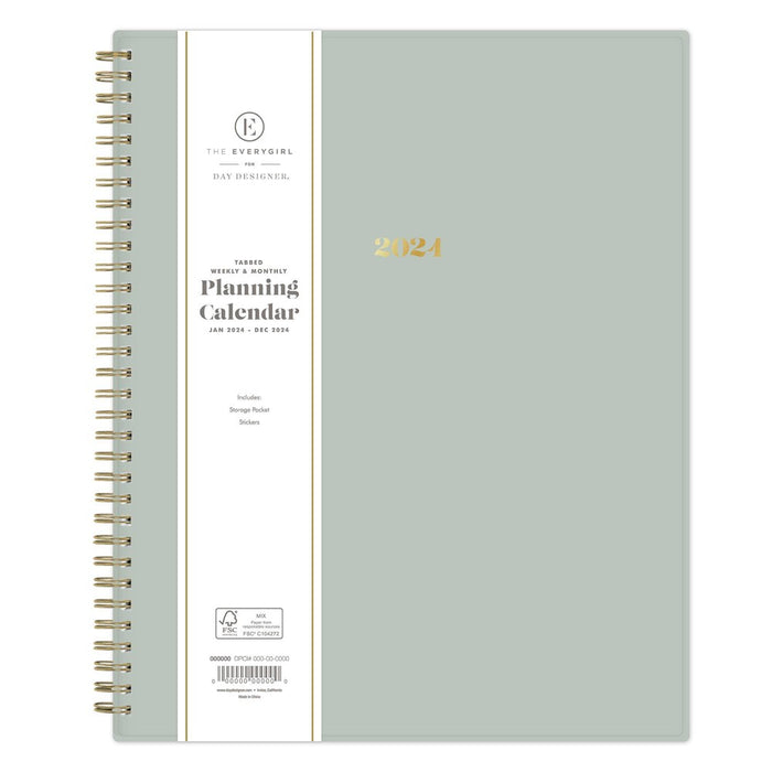 The Everygirl x Day Designer 2024 Planner 8.5"x11" Weekly/Monthly Soft Sage