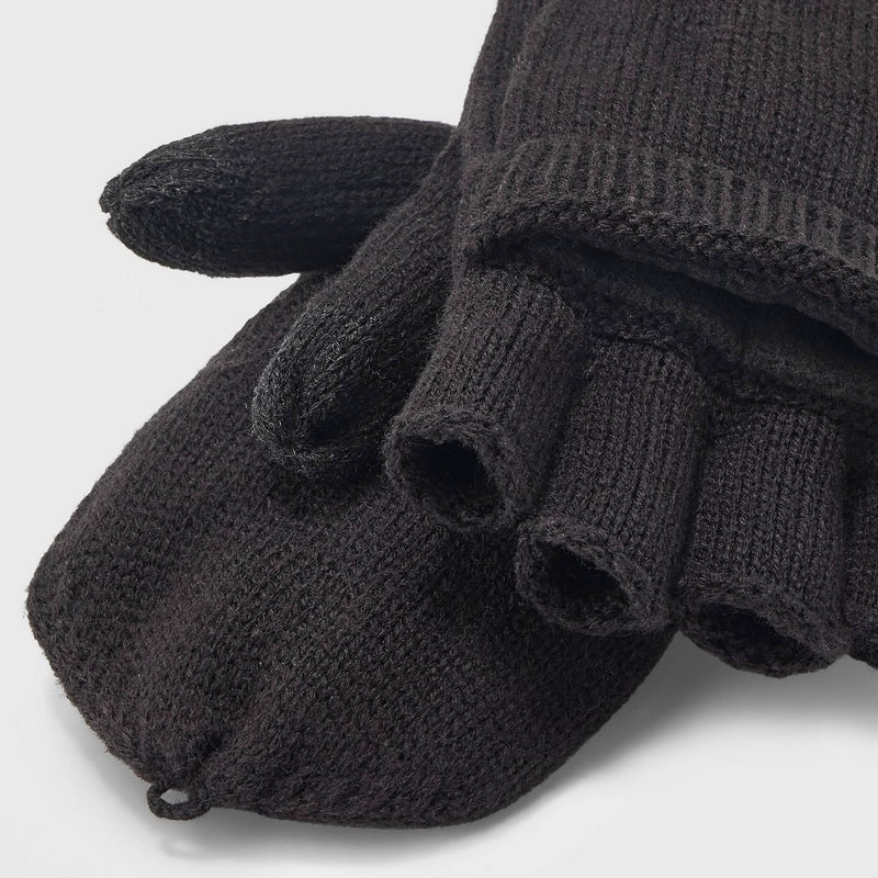 Men's Convertible Flip Top Mittens - Goodfellow & Co Black One Size Fits Most