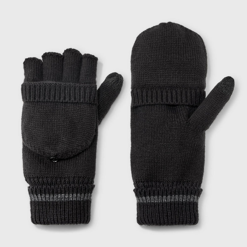 Men's Convertible Flip Top Mittens - Goodfellow & Co Black One Size Fits Most