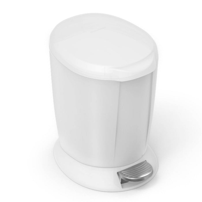 simplehuman 6L Round Step Trash Can White
