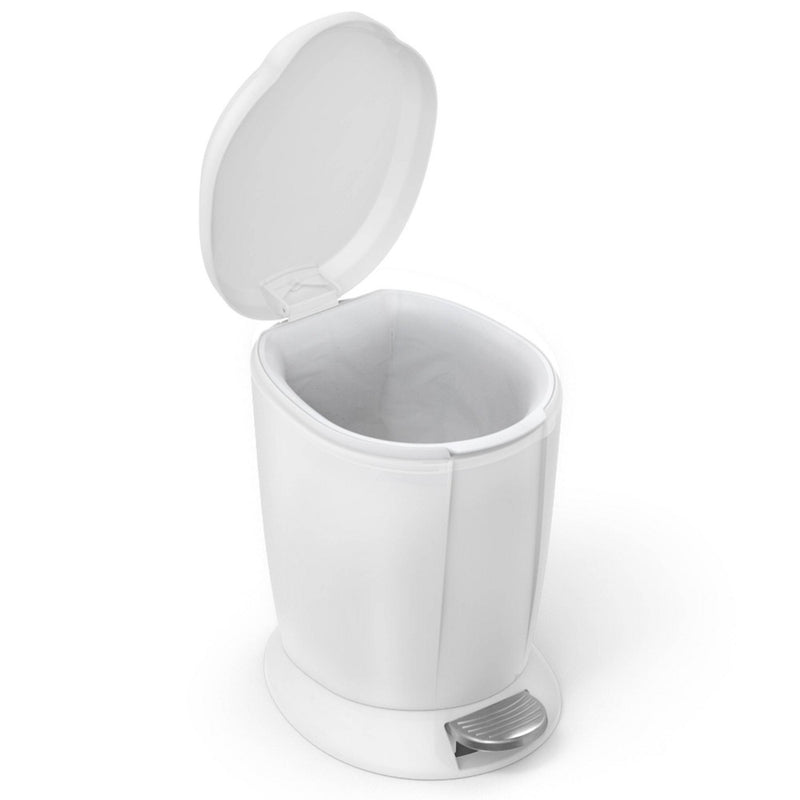 simplehuman 6L Round Step Trash Can White