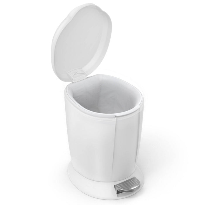 simplehuman 6L Round Step Trash Can White