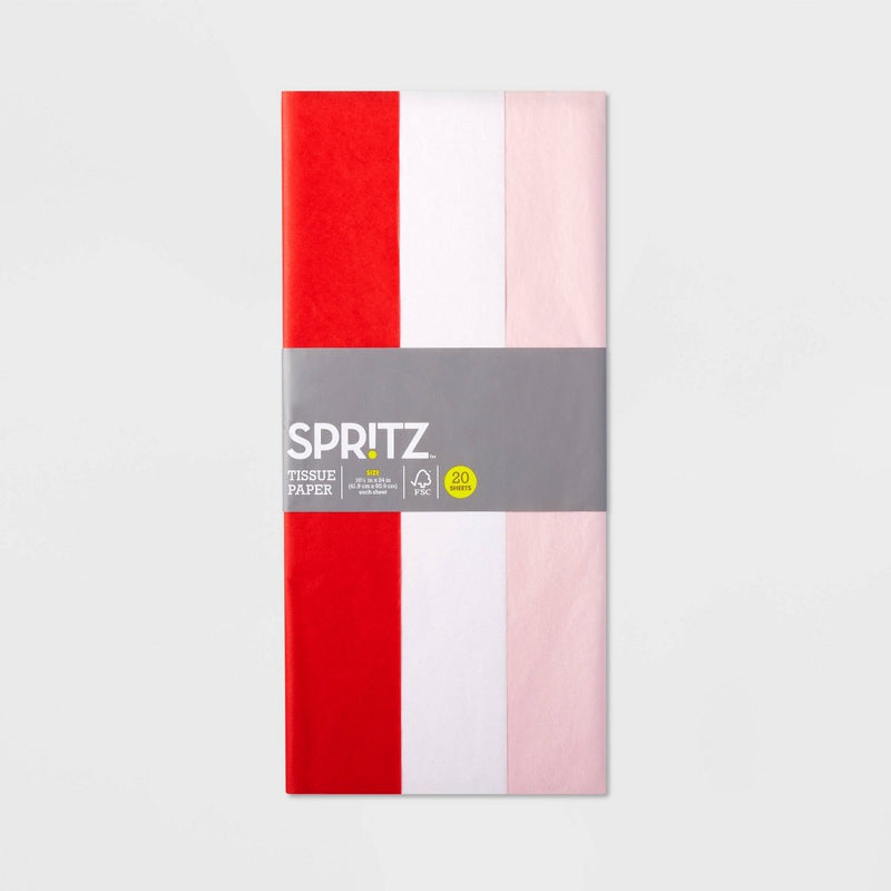 20ct Red/White/Pink Banded Tissues - Spritz