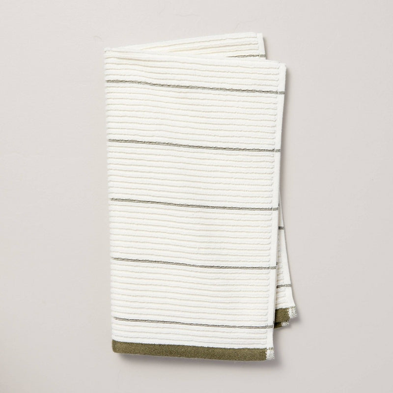 Ribbed Terry Hand Towel Cream/Green - Hearth & Hand with Magnolia