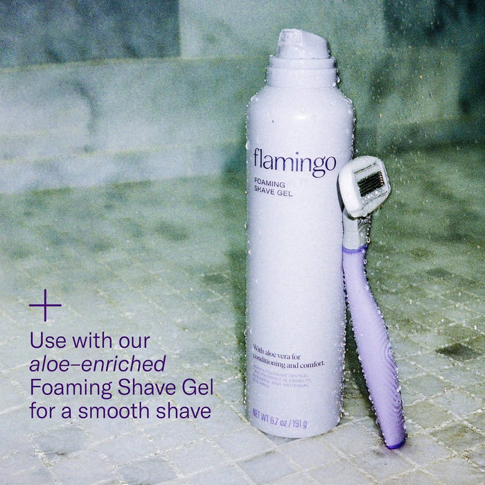 Flamingo Value Pack Non-Disposable Razor with Handle - Lilac - 5ct