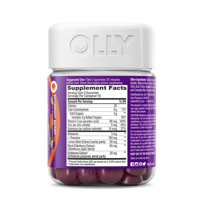 OLLY Immunity Sleep Gummies - Elderberry - 36ct