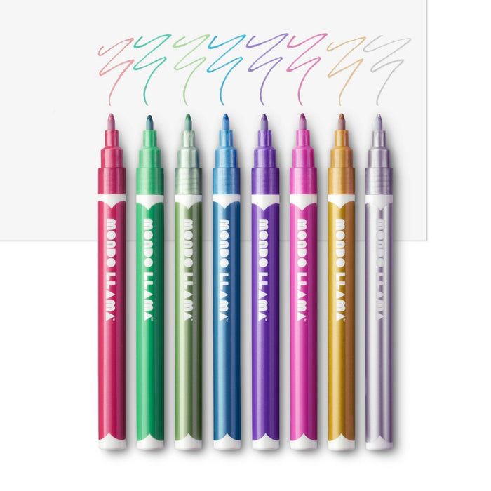 8ct Paint Markers Fine Tip Metallic - Mondo Llama
