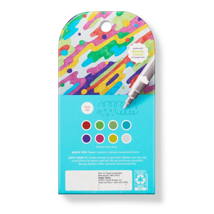 8ct Paint Markers Fine Tip Metallic - Mondo Llama