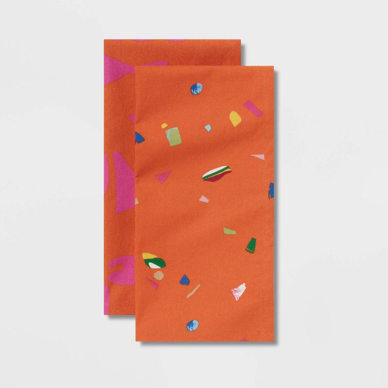 2pk Cotton Tea Towels Orange - Opalhouse