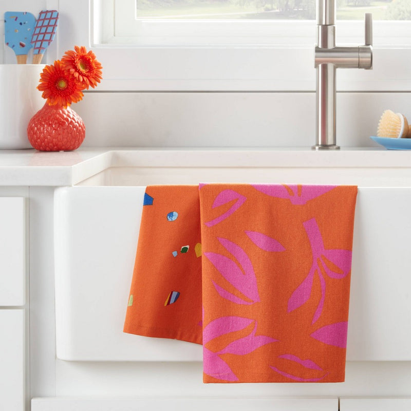 2pk Cotton Tea Towels Orange - Opalhouse