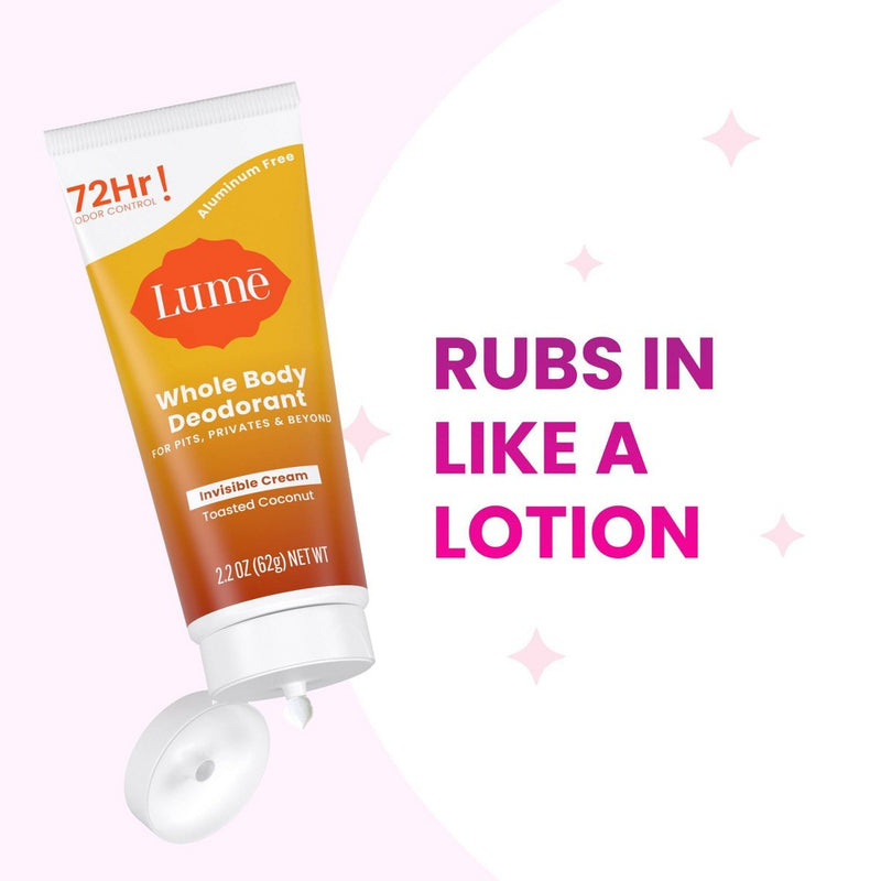 Lume Whole Body Invisible Cream Tube Deodorant - Toasted Coconut Scent - 2.2oz