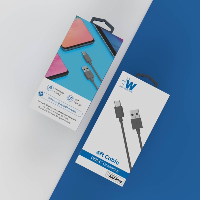 Just Wireless 6' TPU Type-C to USB-A Cable - Gray