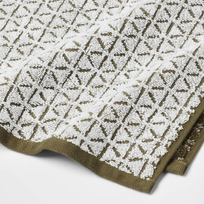 6pc Boho Bath Towels and Washcloths Set Dark Green - Threshold