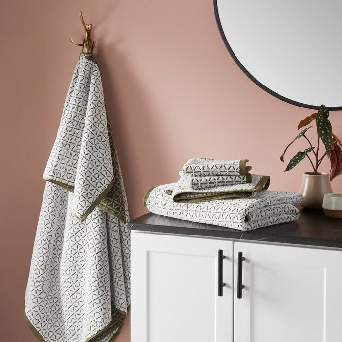 6pc Boho Bath Towels and Washcloths Set Dark Green - Threshold