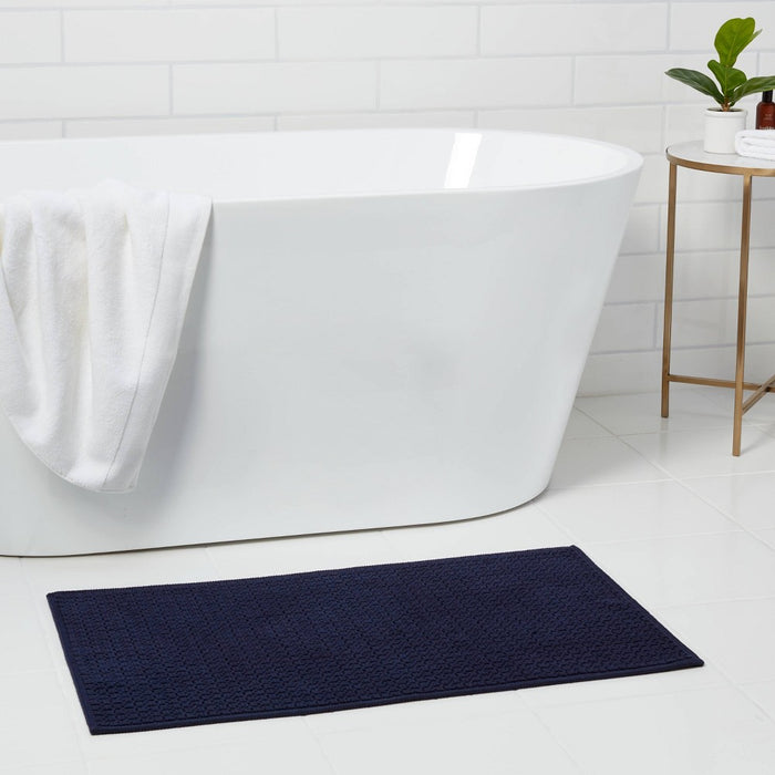 20"x34" Antimicrobial Bath Mat Navy - Threshold