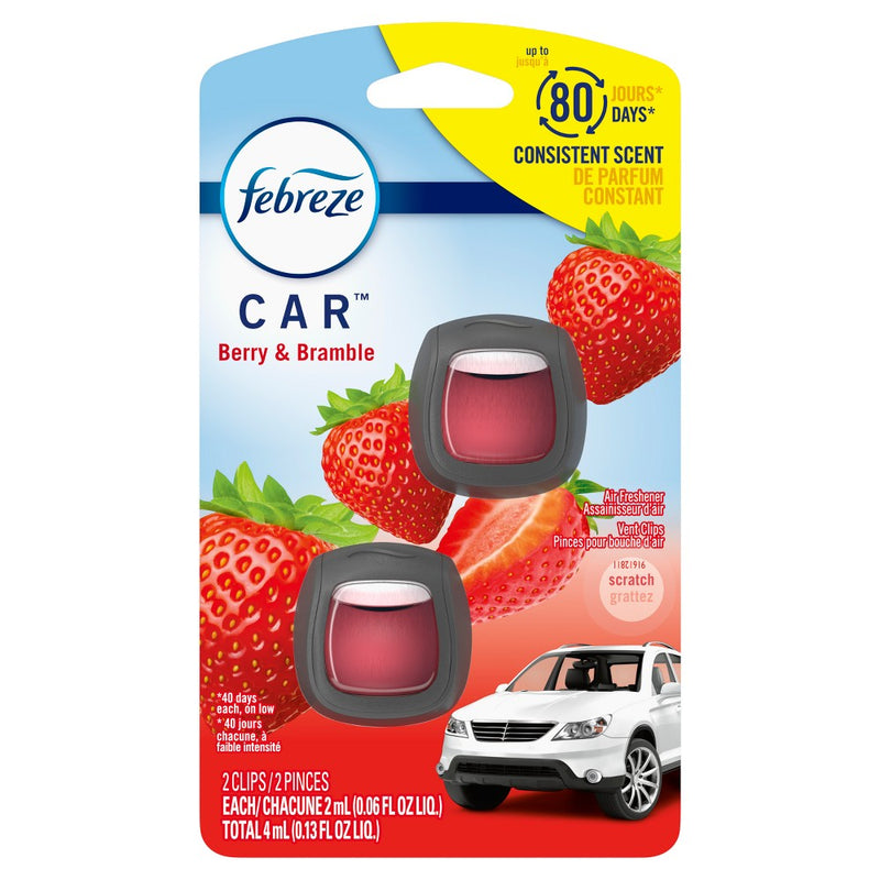 Febreze Car Air Freshener Vent Clip - Berry & Bramble Scent - 0.13 fl oz/2pk