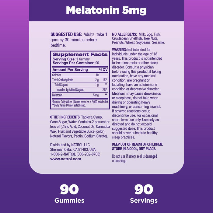 Natrol Melatonin 5mg Sleep Aid Gummies - Strawberry - 90ct