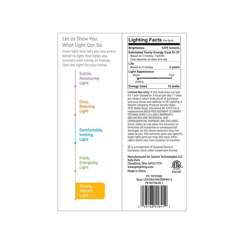 GE 100W 4pk Aline SW LED Light Bulbs