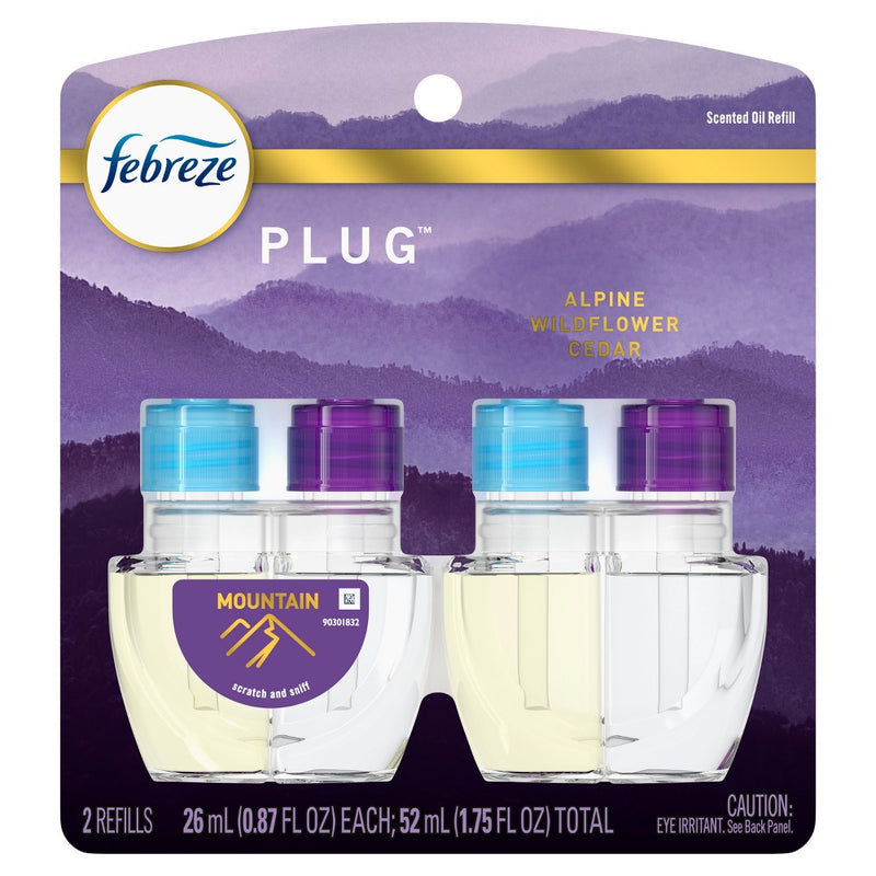 Febreze Fade Defy Plug Air Freshener & Odor Fighter - Mountain - 0.87 fl oz/2pk