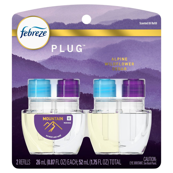 Febreze Fade Defy Plug Air Freshener & Odor Fighter - Mountain - 0.87 fl oz/2pk