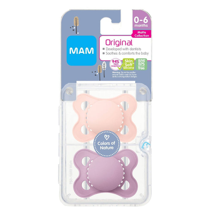 MAM Matte Original Unprinted Pacifier 0-6m - Girl - 2pc