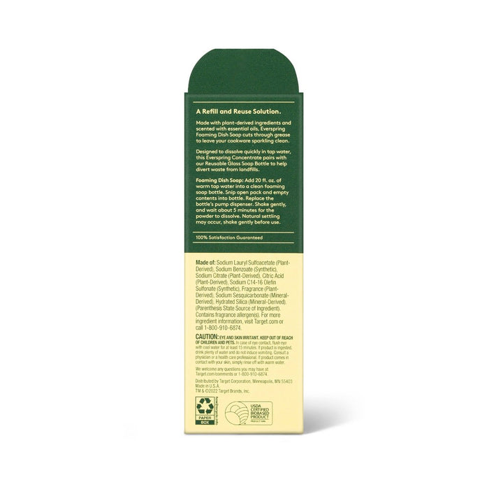 Lemon & Mint Ultra-Concentrated Foaming Dish Soap - 0.42oz/2ct - Everspring