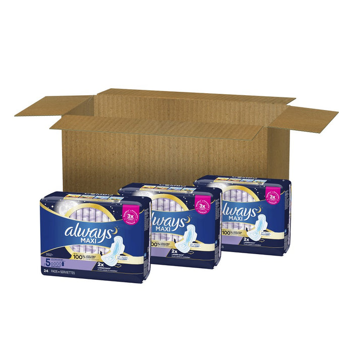 Always Maxi Extra Heavy Overnight Pads - Unscented - Size 5 - 72ct