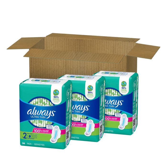 Always Ultra Thin Long with Wings Super Maxi Pads - Size 2 - 38ct