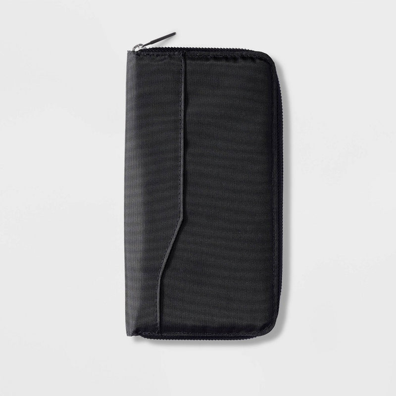 RFID Blocking Passport and Visa Holder Travel Wallet Open Story - Black
