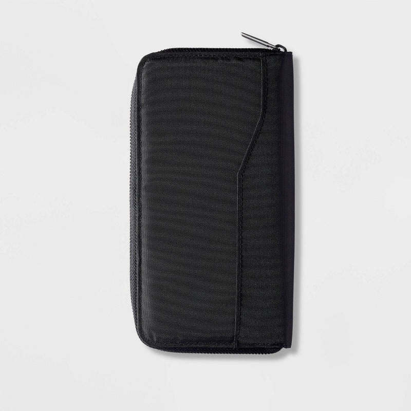 RFID Blocking Passport and Visa Holder Travel Wallet Open Story - Black