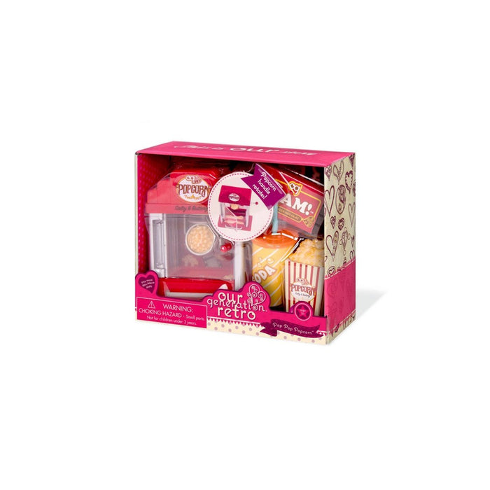Our Generation Retro Popcorn Machine for 18" Dolls - Pop Pop Popcorn Set