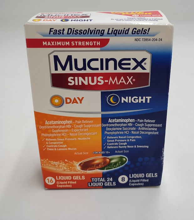 3 PACK!!! Mucinex Max Strength - Day & Night - Liquid Gels - 24 ct EXP 02/26
