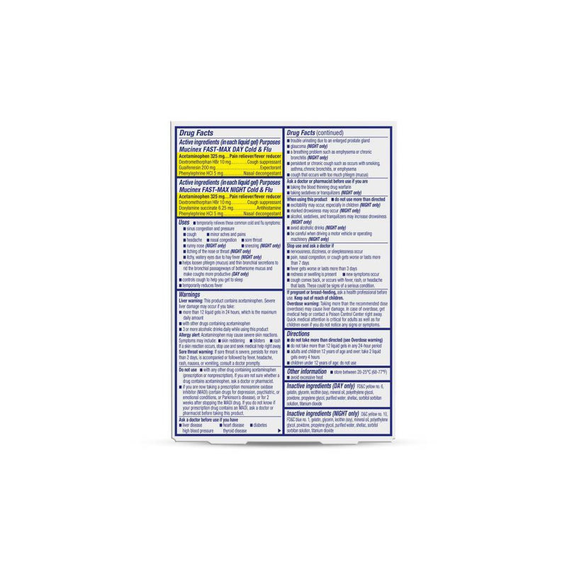 Mucinex Max Strength Sinus Medicine - Day & Night - Liquid Gels - 24 ct EXP 02/26