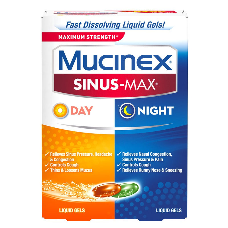 Mucinex Max Strength Sinus Medicine - Day & Night - Liquid Gels - 24 ct EXP 02/26