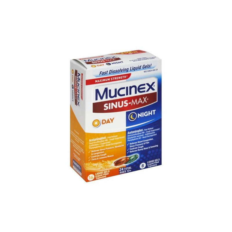 Mucinex Max Strength Sinus Medicine - Day & Night - Liquid Gels - 24 ct EXP 02/26