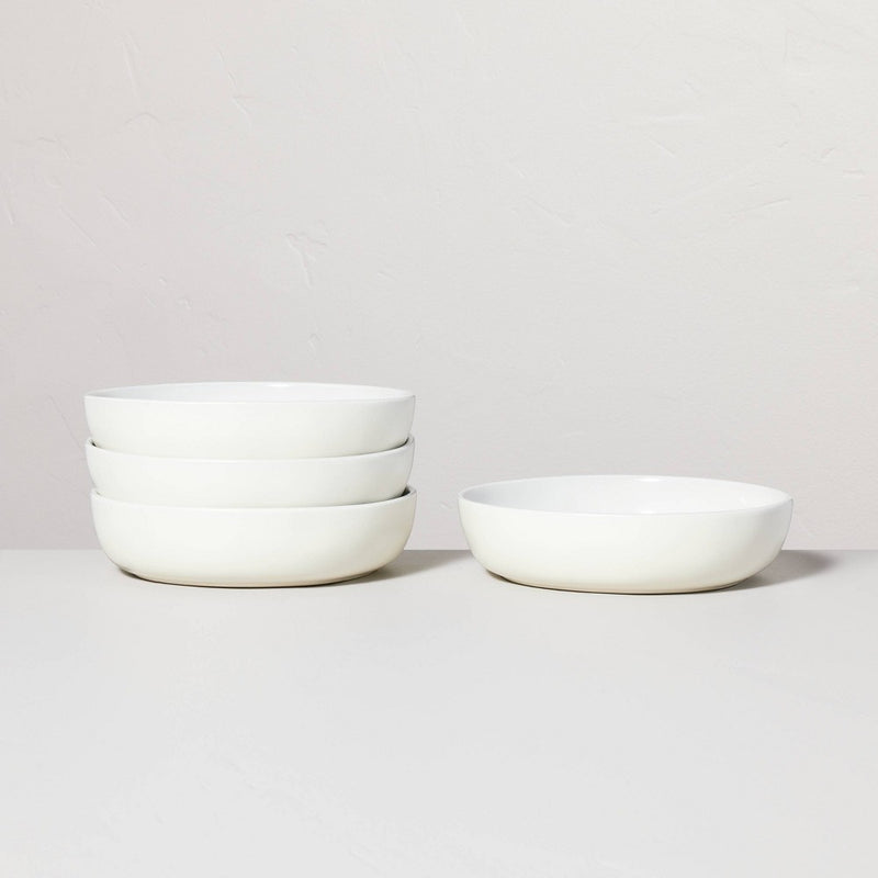 4pk 34oz Stoneware Pasta/Grain Bowl Set Cream - Hearth & Hand with Magnolia