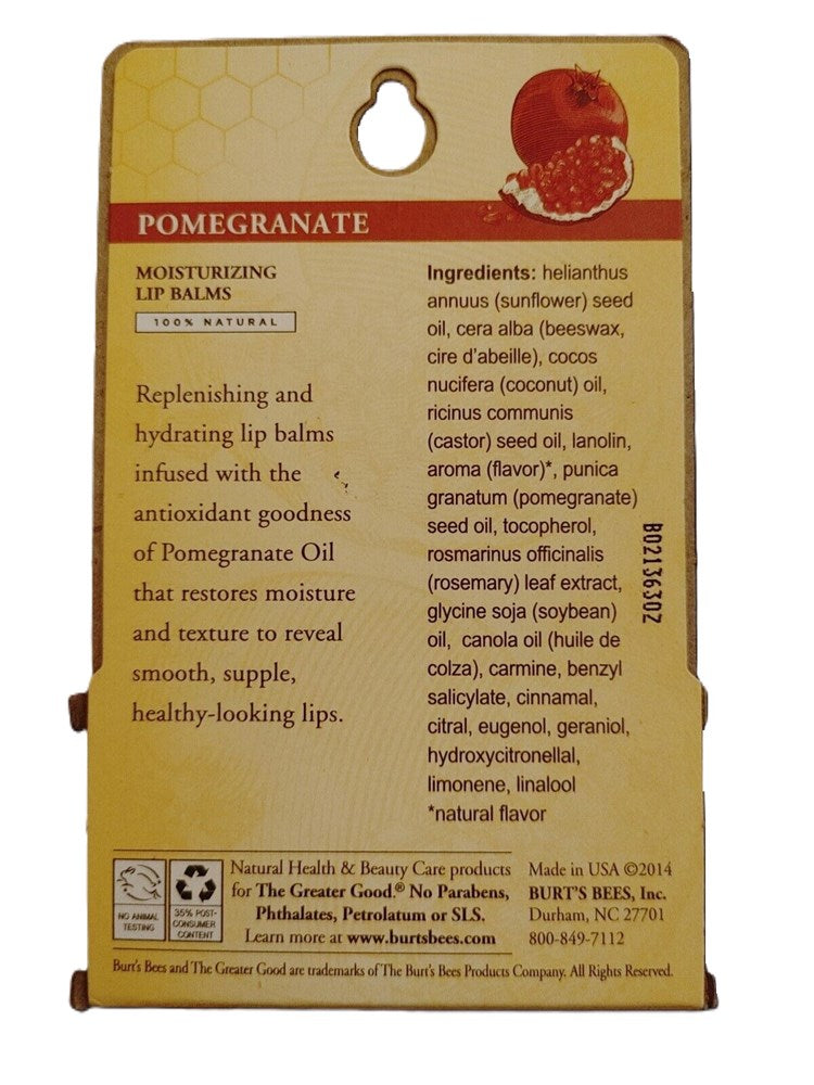 Burt's Bees Pomegranate Lip Balm - 0.3oz -2 Count