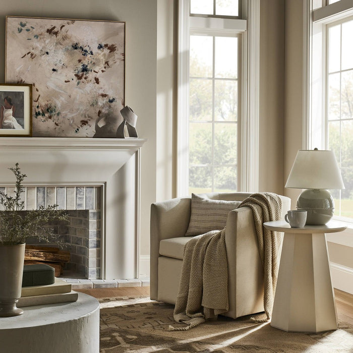 Vernon Upholstered Barrel Swivel Accent Chair Natural Linen - Threshold designed with Studio McGee (LOCAL PICKUP ONLY)