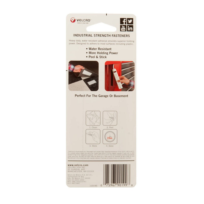 VELCRO 2ct 4''X2" Industrial Strength Strips Black