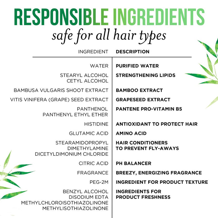 Pantene Nutrient Blends Silicone Free Bamboo Conditioner, Volume Multiplier for Fine Thin Hair - 8.0 fl oz