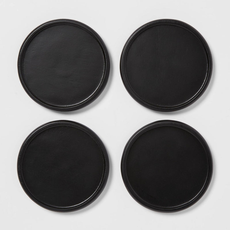 4pk Acacia Modern Coasters Black - Threshold